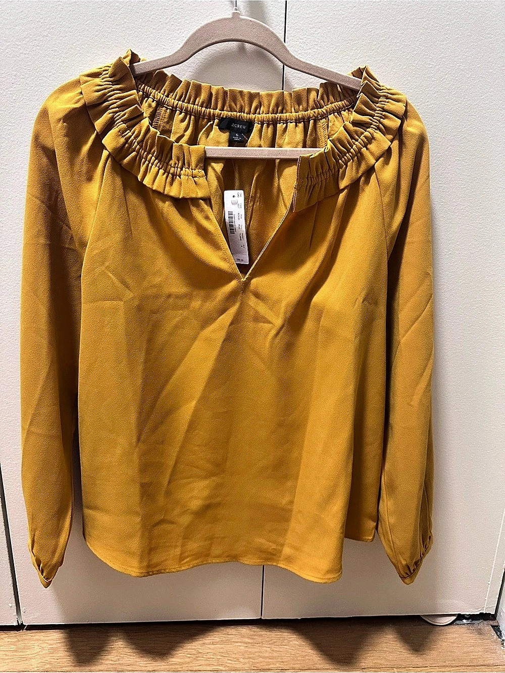J.Crew Drapey Ruffleneck Top in Yellow Size Small